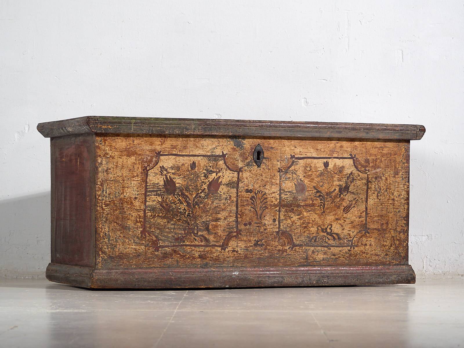 Antique solid gilded wooden chest dated 1846 #86