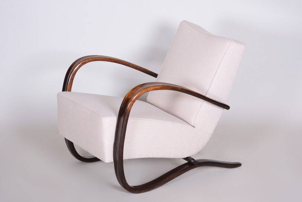 Fauteuil en hêtre Art Déco modèle H-269 attribué à Jindrich Halabala pour Up Zavody, ancienne Tchécoslovaquie, années 1930.