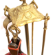 Old bronze chimney servant shovel broom bellows and clamp