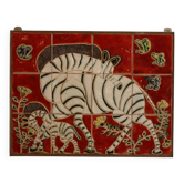 Wall panel "The Zebras" in ceramic signed by Jeanine Weymeers, circa 1970.