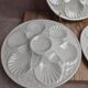 Set of 3 oyster/shell plates Chantilly France – cracked white