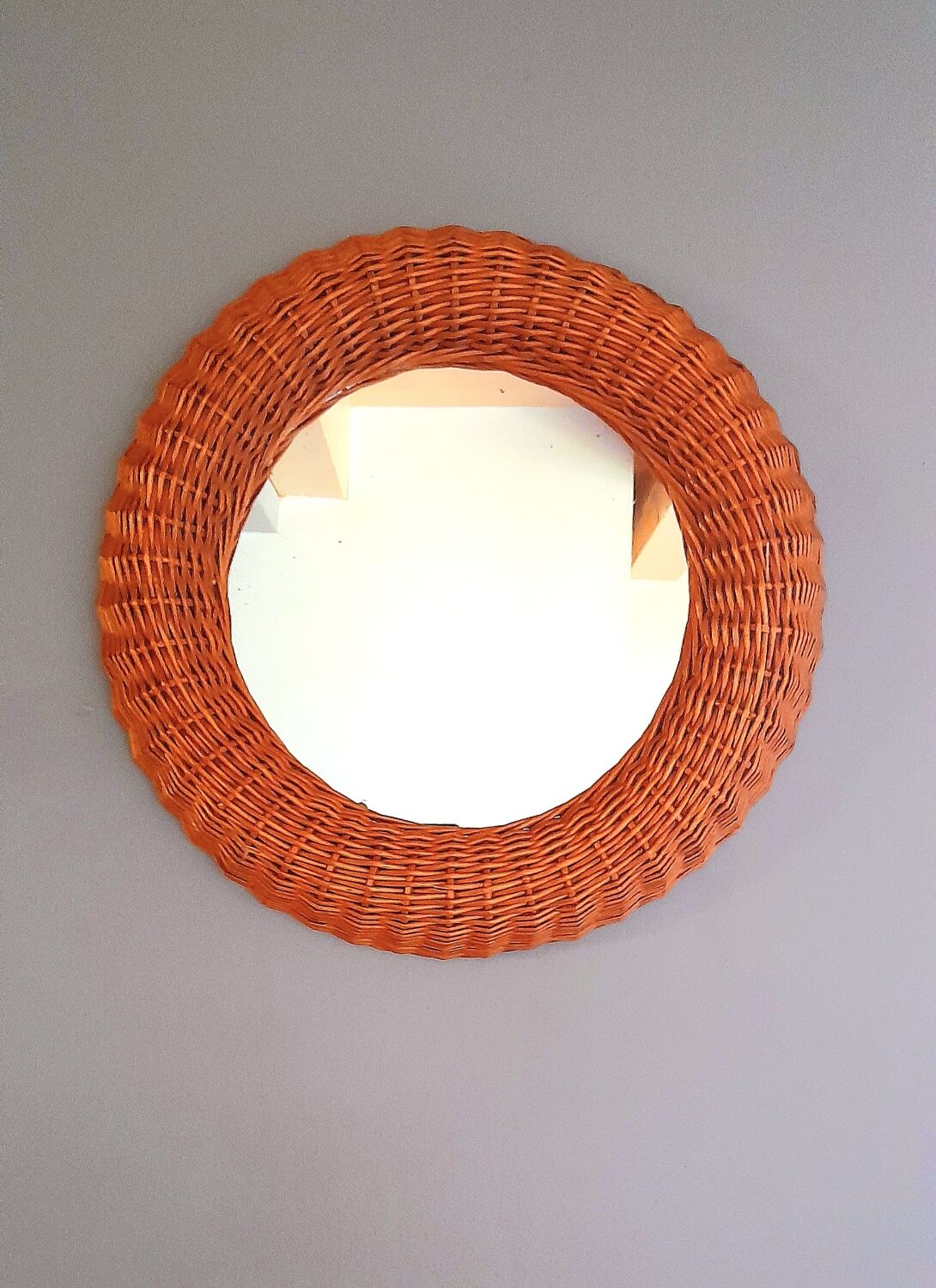 rattan mirror 60s 47cm