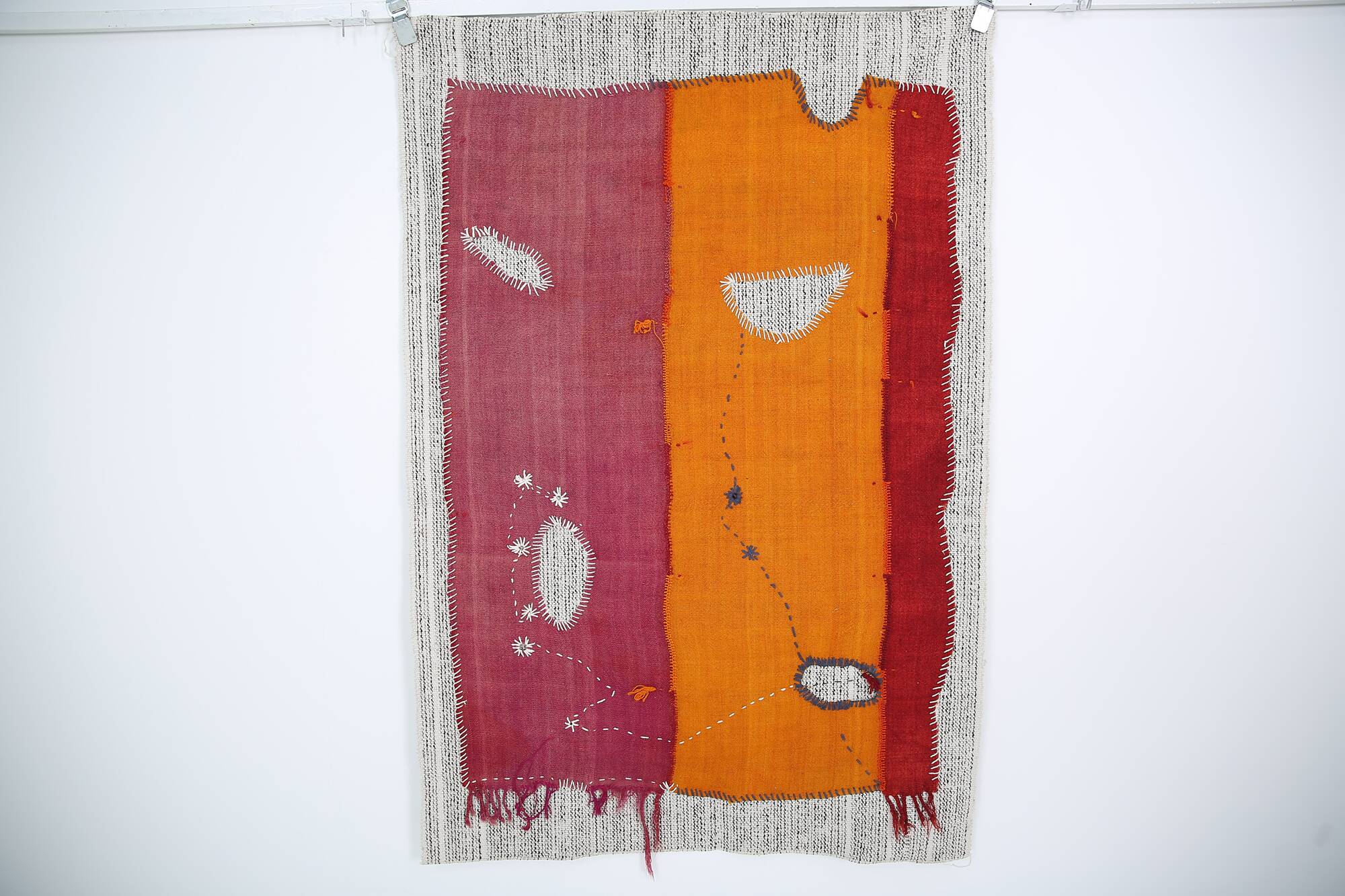 Handwoven Textile Wall Hanging, Vintage Wall Rug, 106x156 Cm