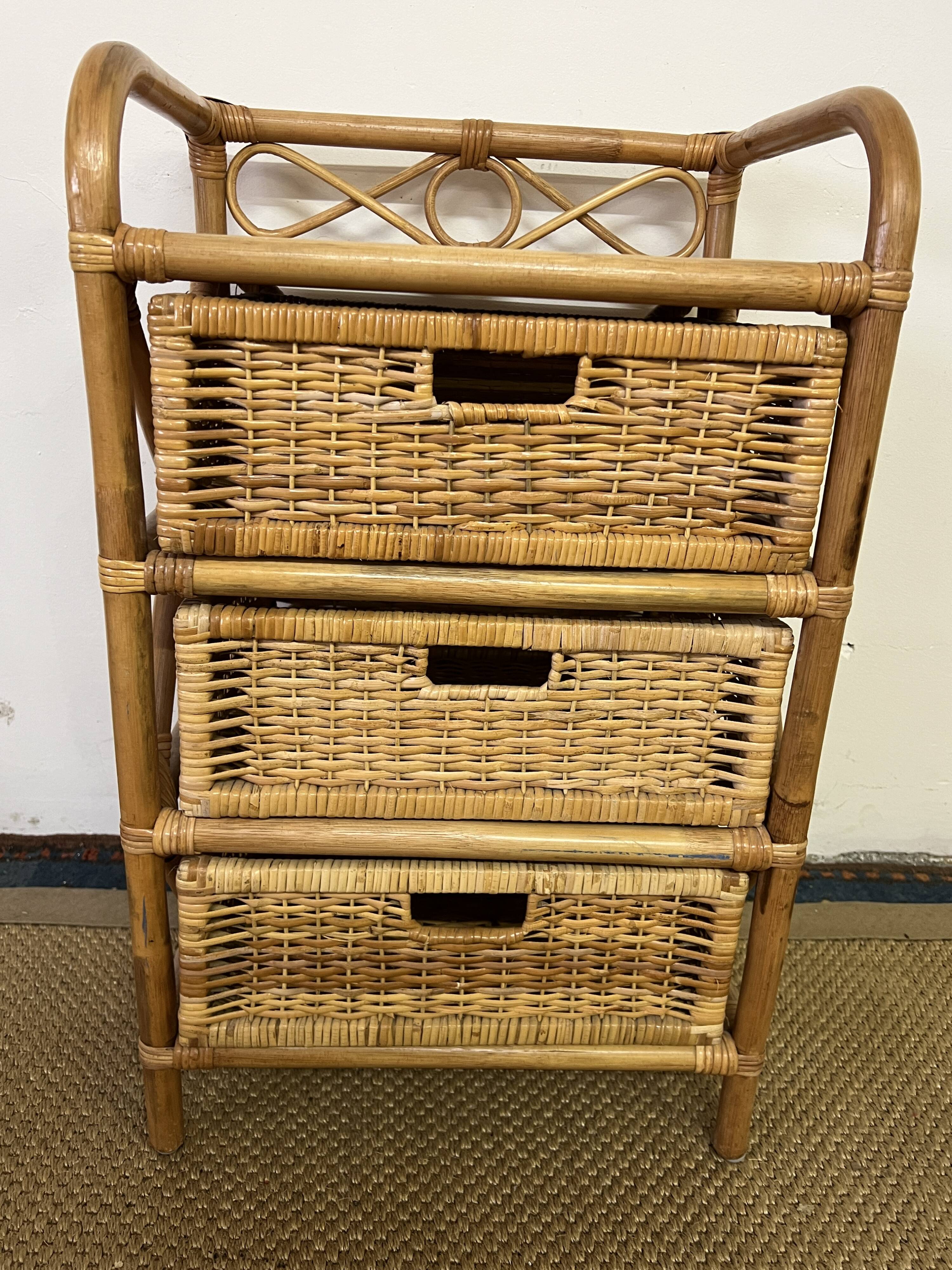 Vintage rattan chest of drawers