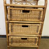 Vintage rattan chest of drawers