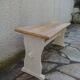 2 bancs  réenchantés en beige finition cirée, assise cirée chêne moyen.