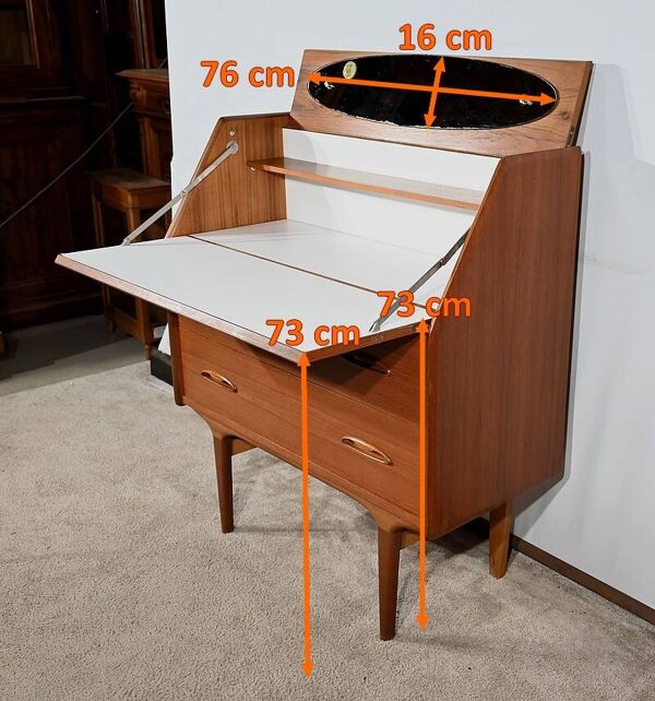 Secrétaire en Teck, estampillé LB Kofod-Larsen, Danemark – 1960