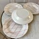 set of 4 hollow plates Badonviller pink rope pattern 30s