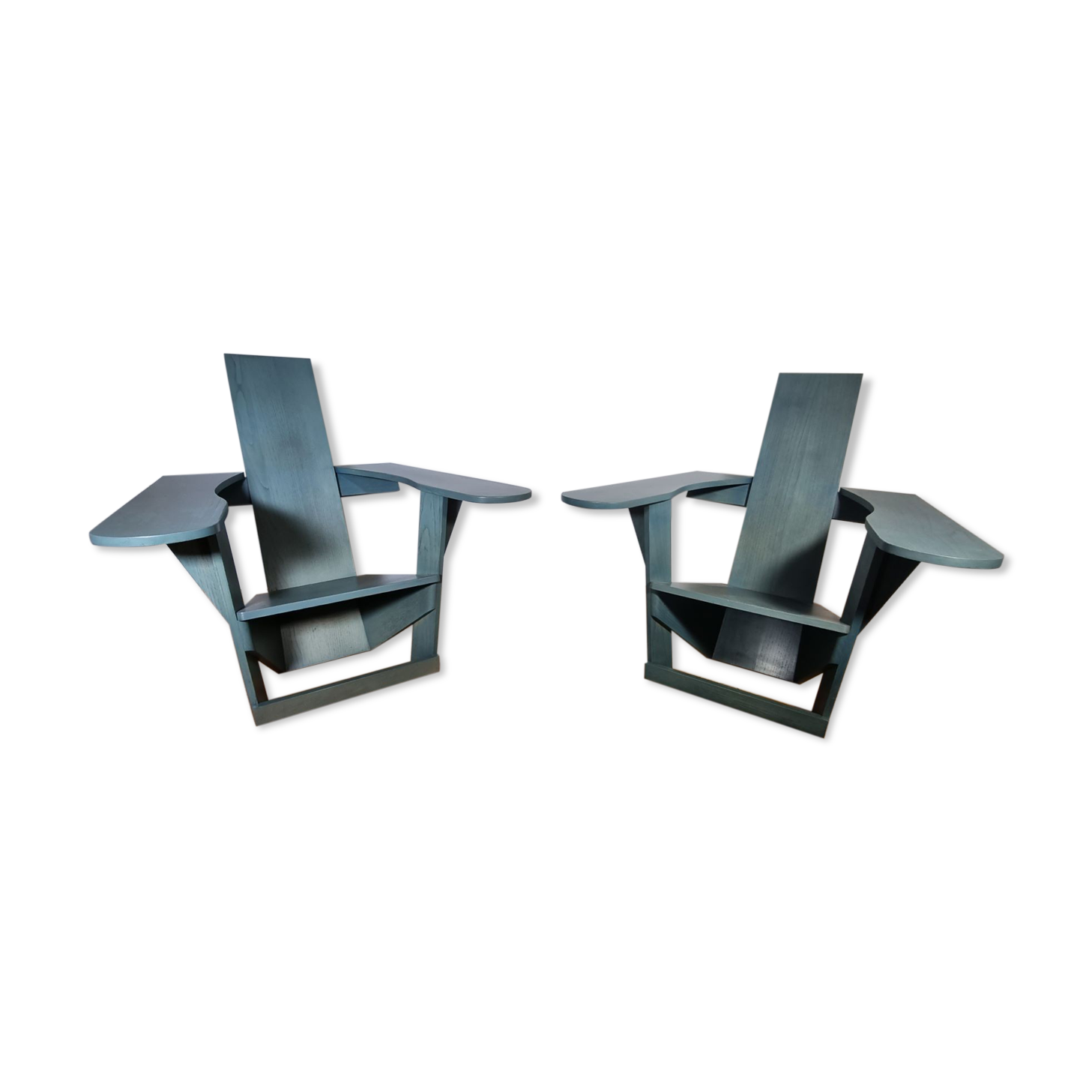 Pair of constructivist armchairs by Philippe Parent, circa 1980