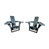 Pair of constructivist armchairs by Philippe Parent, circa 1980
