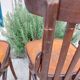 4 bentwood bistro chairs with a pattern on the seat