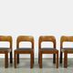 Vintage dining table set with plywood chairs and wooden table with slate inlay, 70s