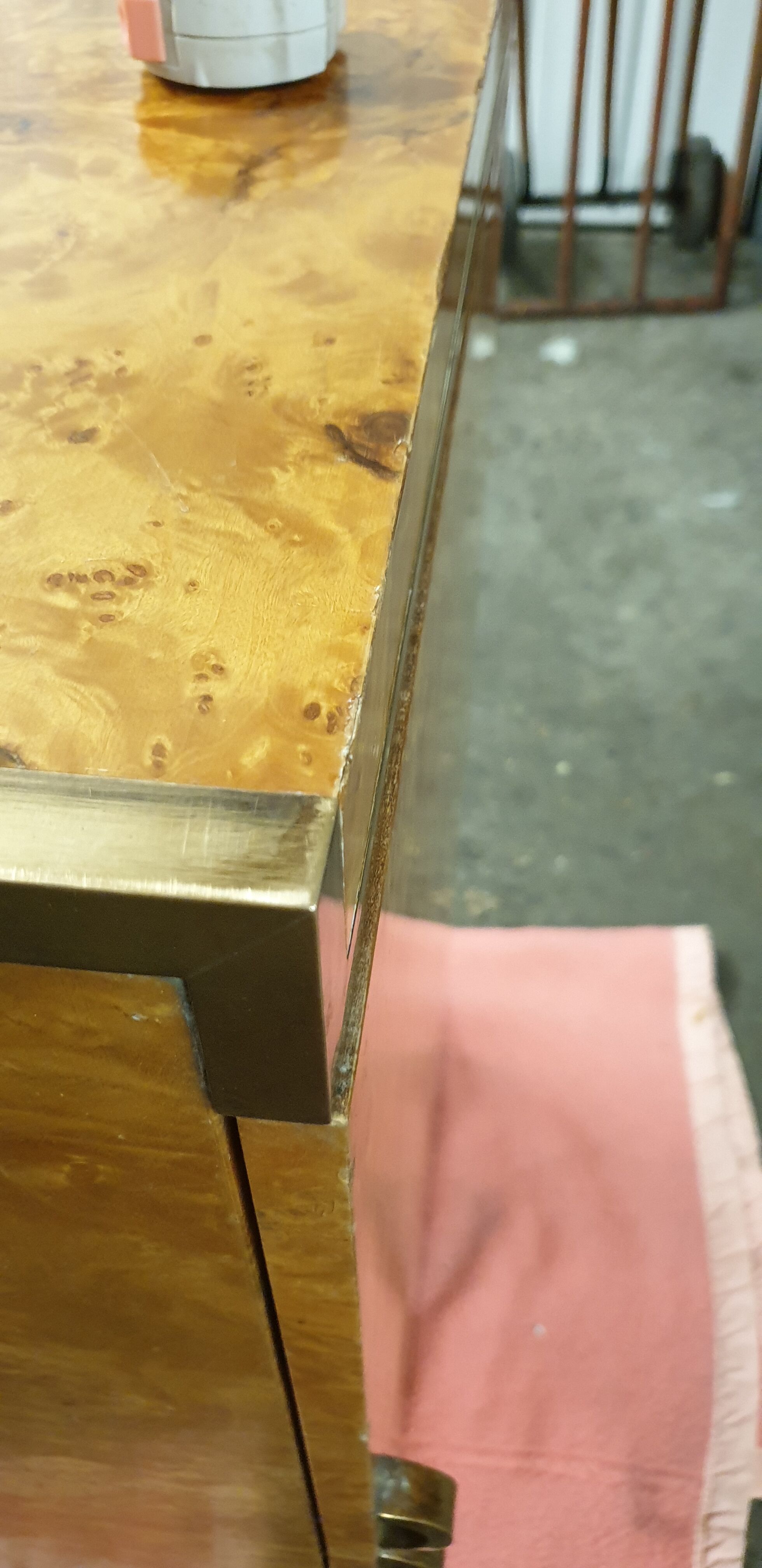 Buffet low elm magnifying glass circa 70