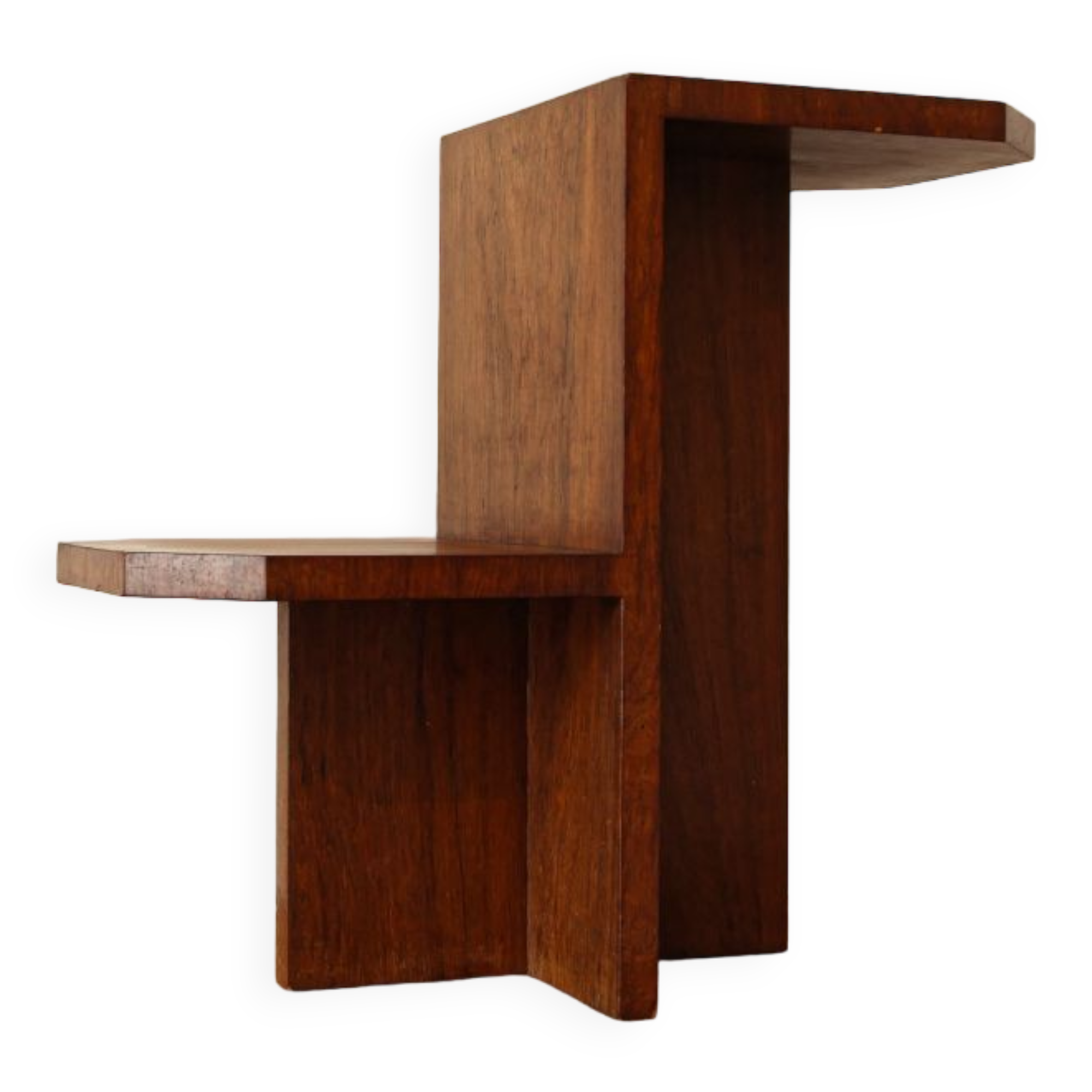 Brutalist sofa end, mahogany veneer