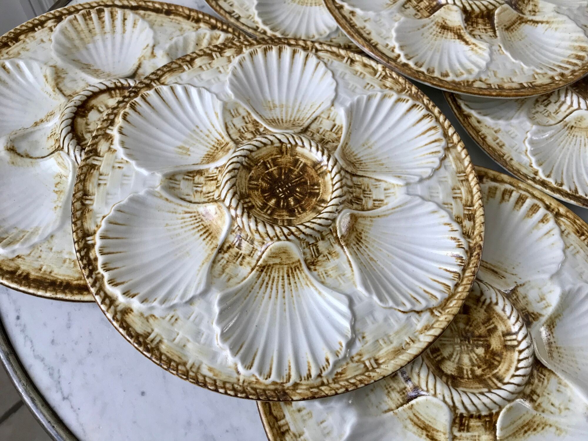 Set of 6 Oyster Plates Longchamp years 50-60