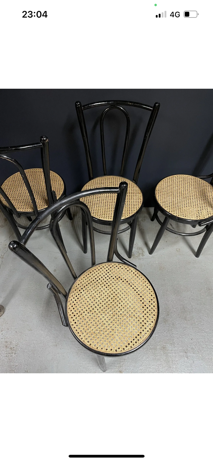 Série de 4 chaises bois courbé