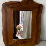 Vintage olive wood mirror in free form