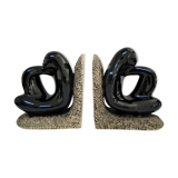 Pair of sculptural ceramic bookends design 70s