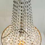Antique crystal pendant chandelier – vintage Empire style – bronze