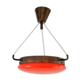 Vintage orange glass and brass ceiling lamp