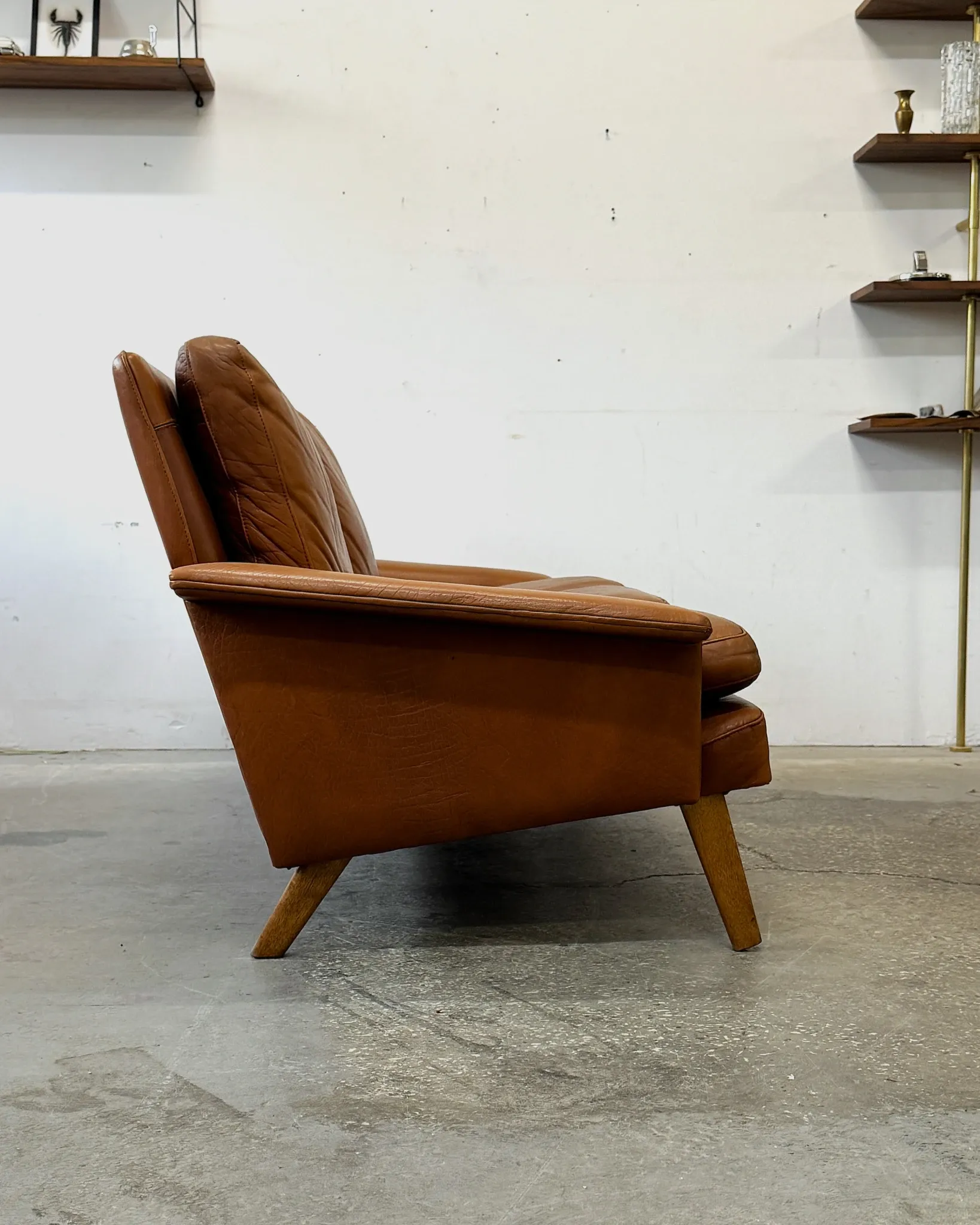 Leather sofa, Denmark, 1960s/70s, vintage, mid-century modern