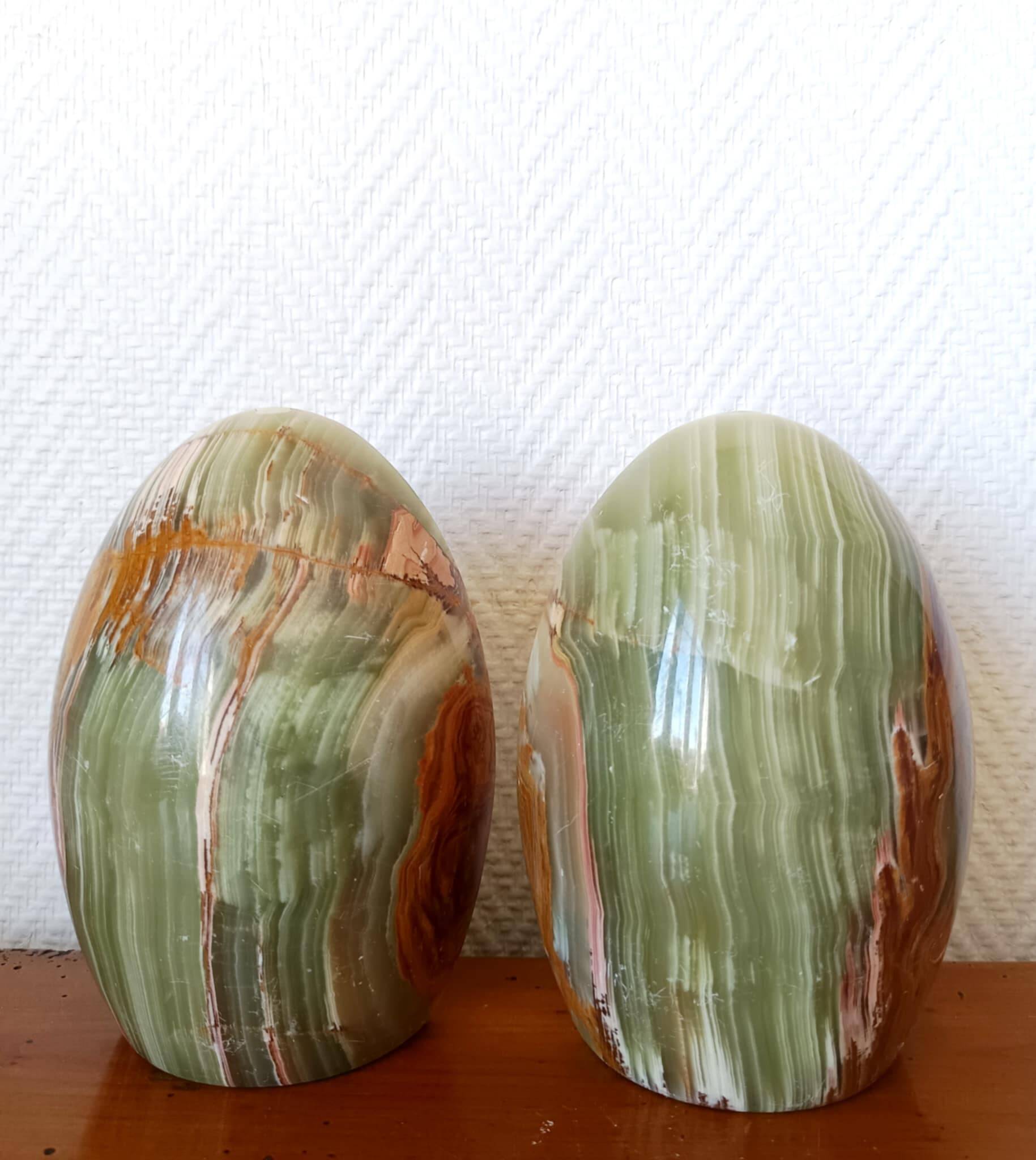 Onyx egg bookends circa 1970