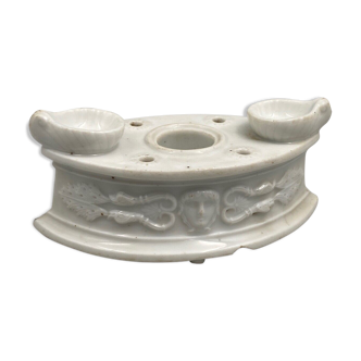 Inkwell late eighteenth early nineteenth white porcelain antique decoration