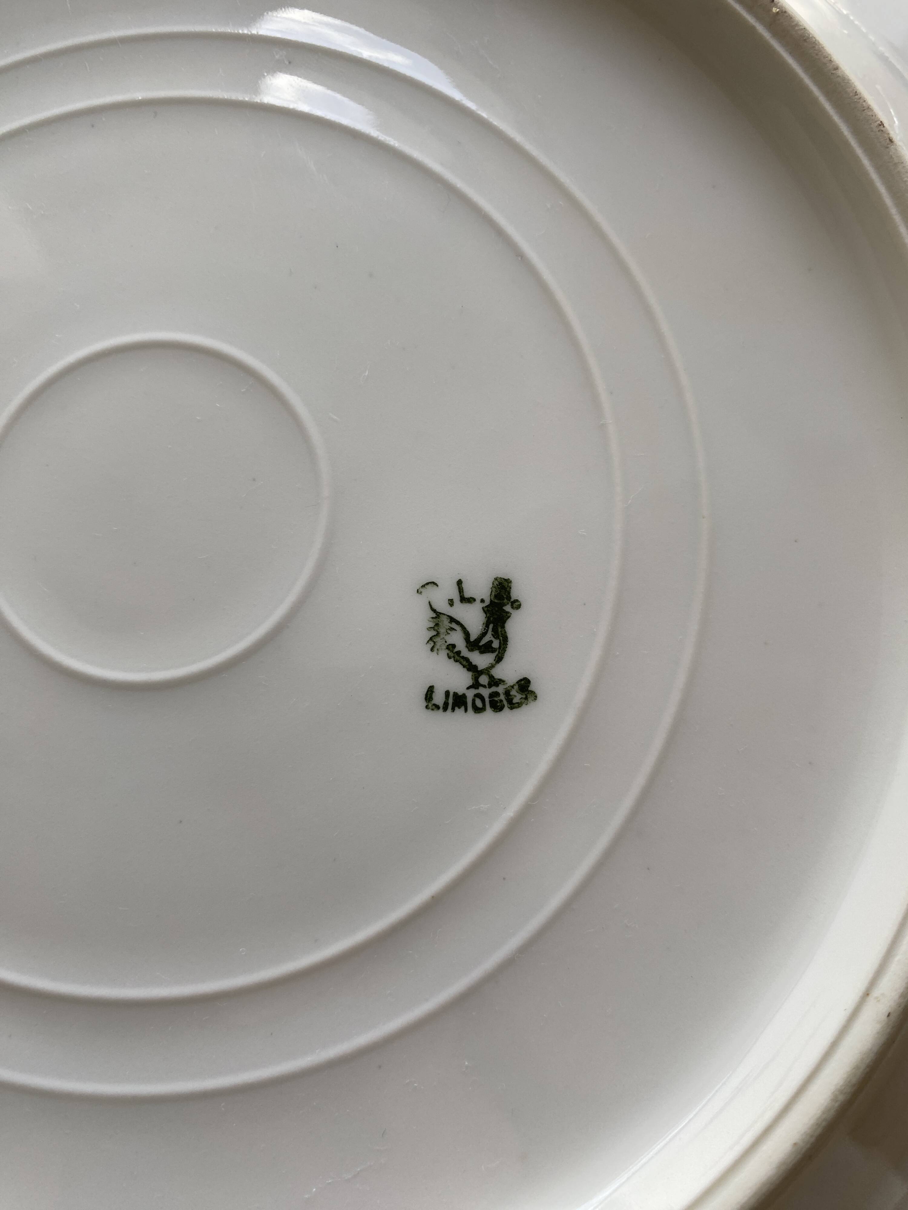 6 vintage plates in white Limoges porcelain signed TLB, flowers