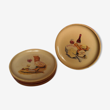 4 Gien Plates in Gré Cheese Illustrations