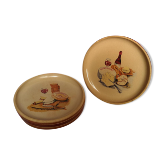 Set de 4 assiettes Gien en gré illustrations fromages