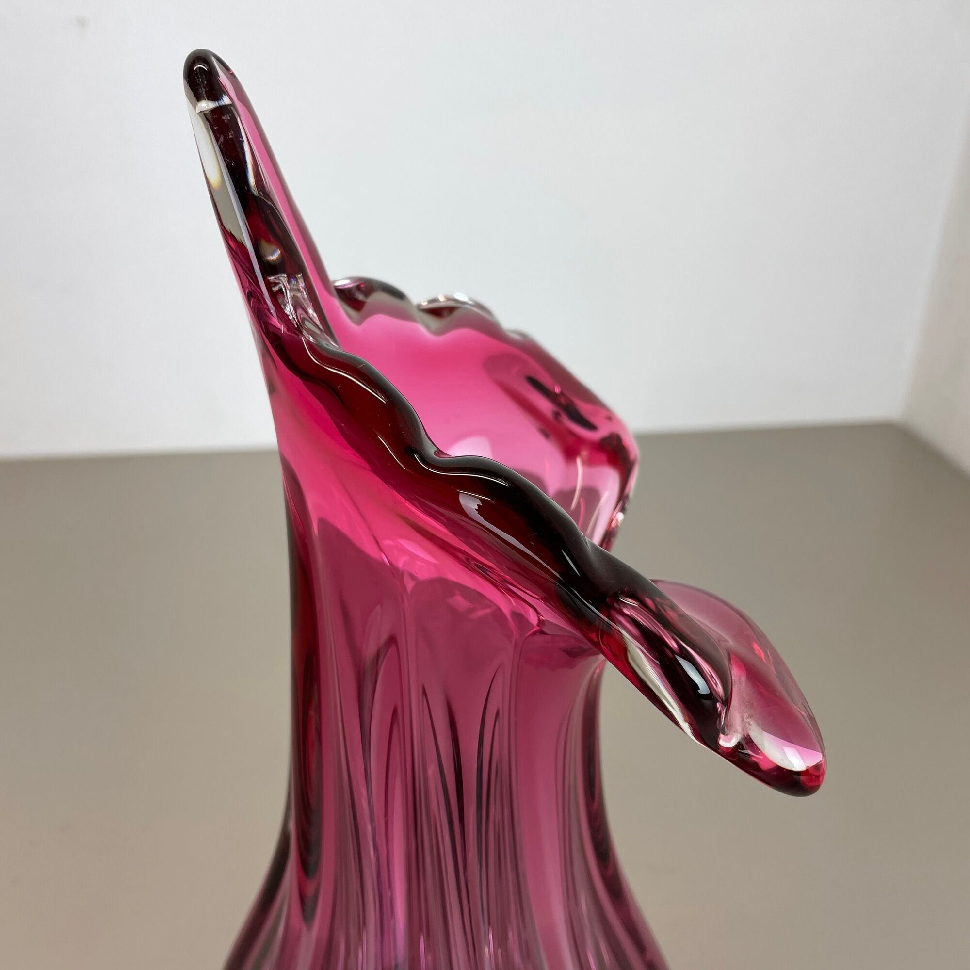 Multi-color pink floral Murano glass Sommerso vase italy, 1970s