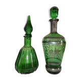 Pair of italian green bottles