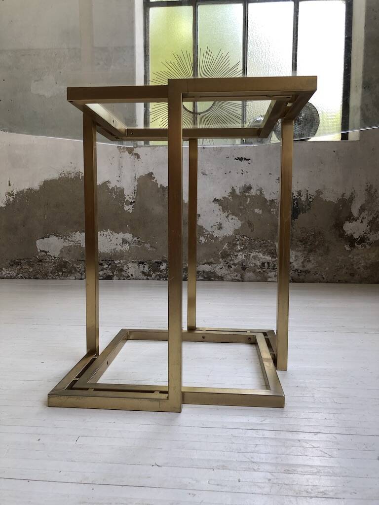 Octagonal table Italy 70 glass and brass