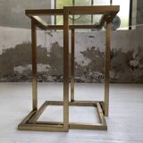 Octagonal table Italy 70 glass and brass