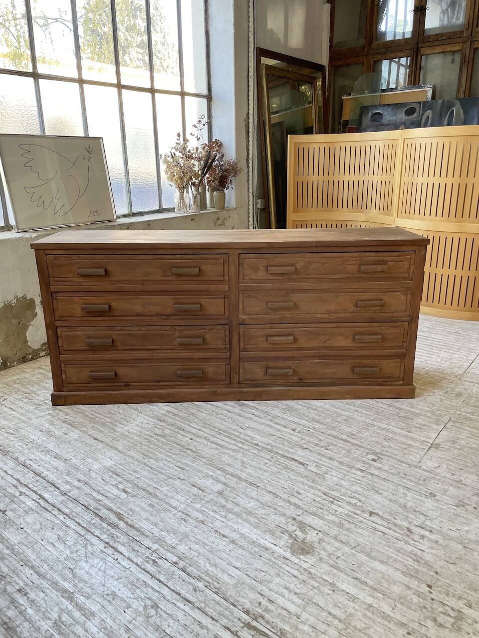 50s pitch pine haberdashery cabinet