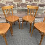 set of 4 Viennese chairs curved wood baumann Restaurant Paris bistro