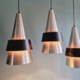 Lot de 3 suspensions scandinaves en aluminium, J. Hammerborg,  1960