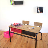 Bureau écolier bois, noir et rouge