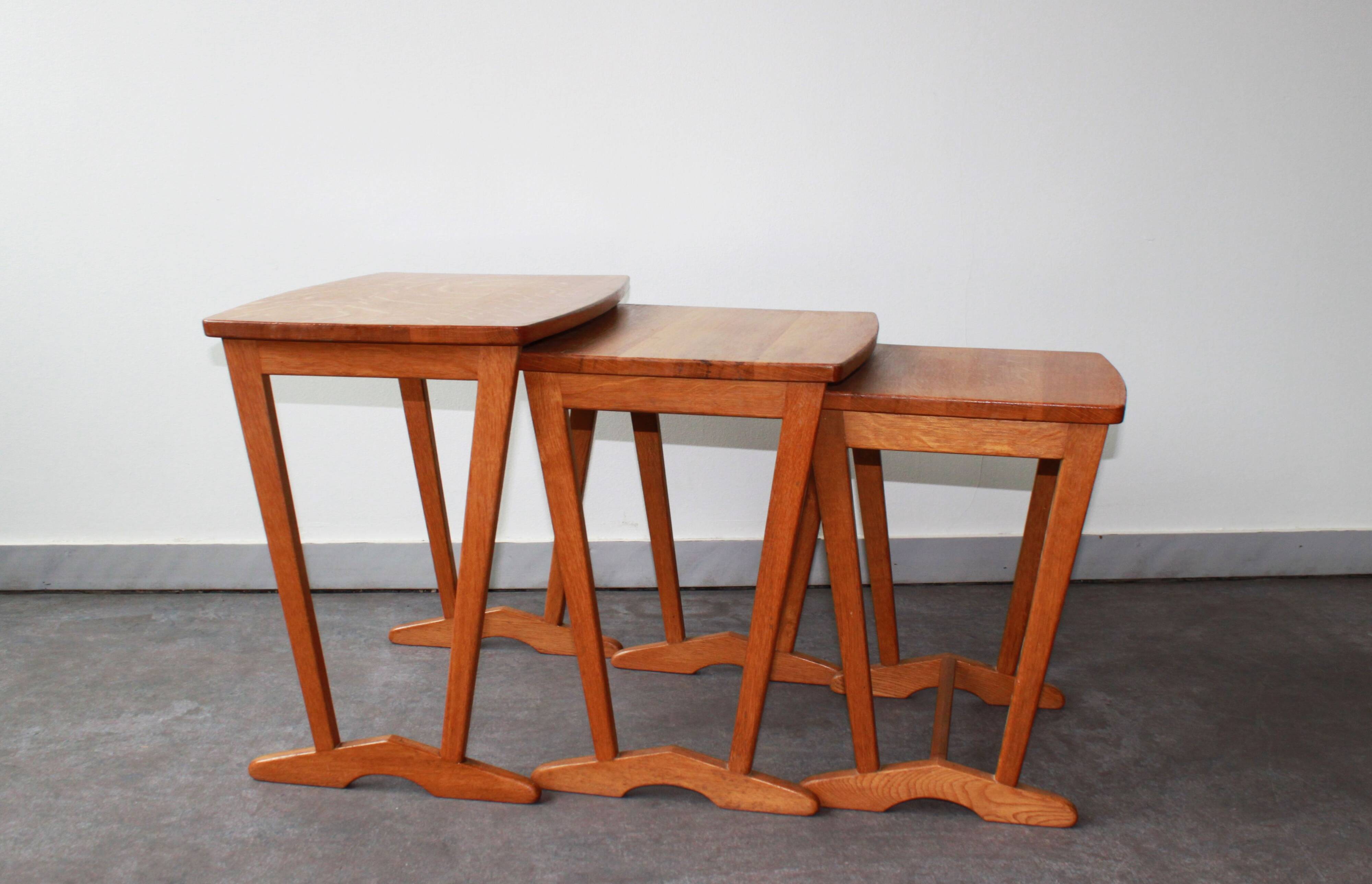 Set of 3 nesting tables, Denmark, 60s.
