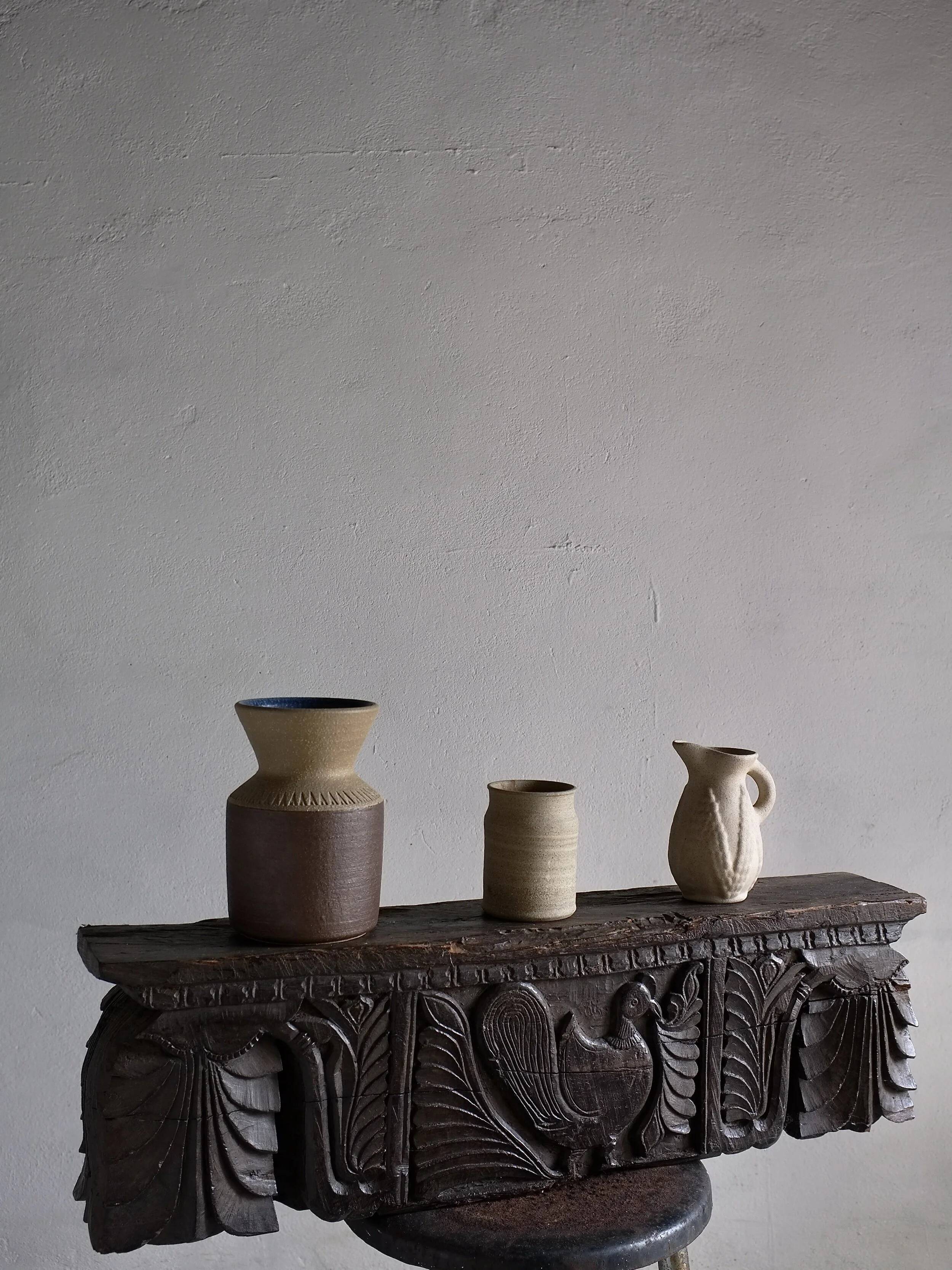 Ensemble de vases en grès beige Soholm | Danemark | Années 1960