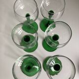 Lot 6 verre pied vert vintage
