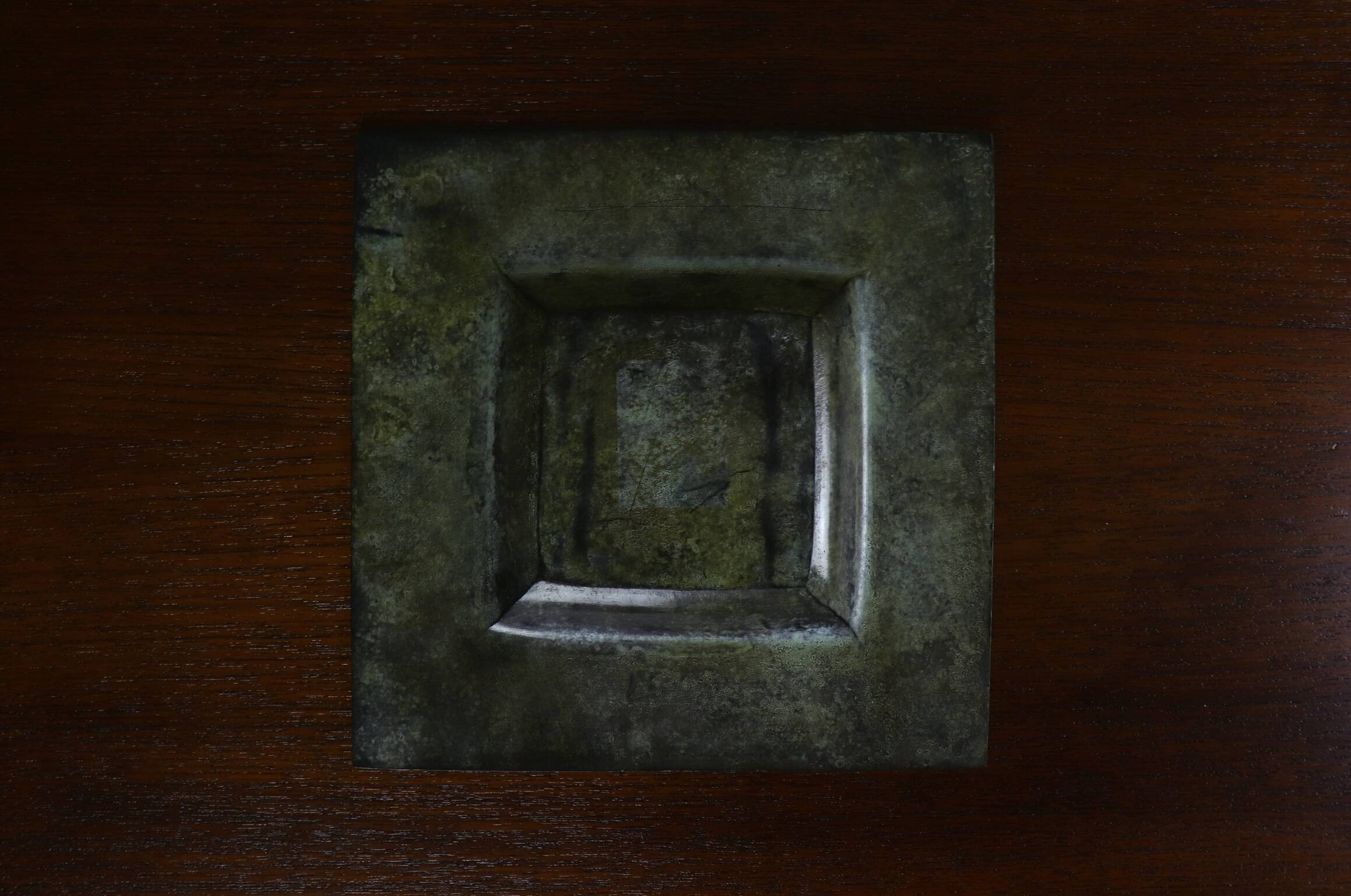 Brutalist metal patinated catchall bowl
