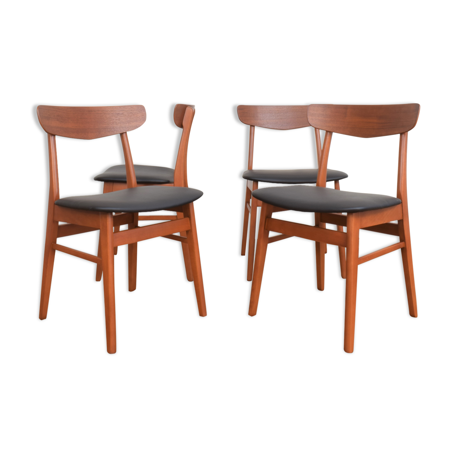 Danish teak & leather dining chairs from falstrup mobler, 1960