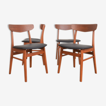 Danish teak & leather dining chairs from falstrup mobler, 1960