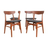 Danish teak & leather dining chairs from falstrup mobler, 1960