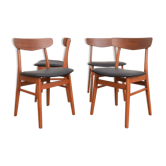 Danish teak & leather dining chairs from falstrup mobler, 1960