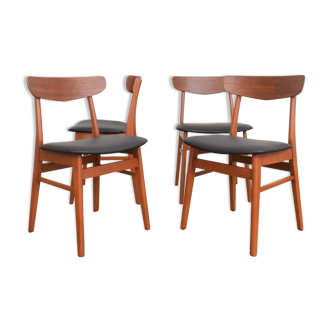 Danish teak & leather dining chairs from falstrup mobler, 1960