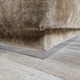 1970s coffee table covered in fabric with glass top