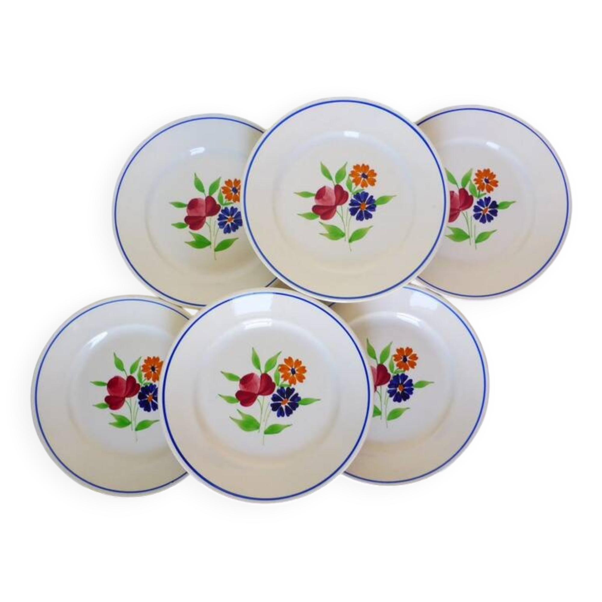 6 vintage dinner plates from the Badonviller factory