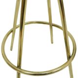 Midcentury Style Circular Brass and Cotton Velvet Italian Bar Stools